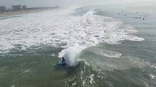 Surfers Catching Waves  Huntington Beach, CA Pier  Southside