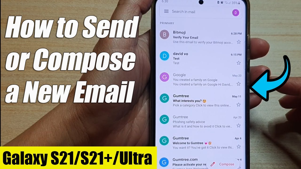 Galaxy S21 Ultra Plus How To Send Or Compose A New Email YouTube