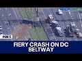 Fiery crash causes delays on dc beltway