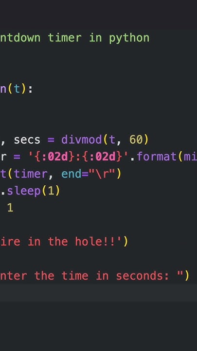 Make a countdown timer ⏳ in python 🐍 #shorts - YouTube