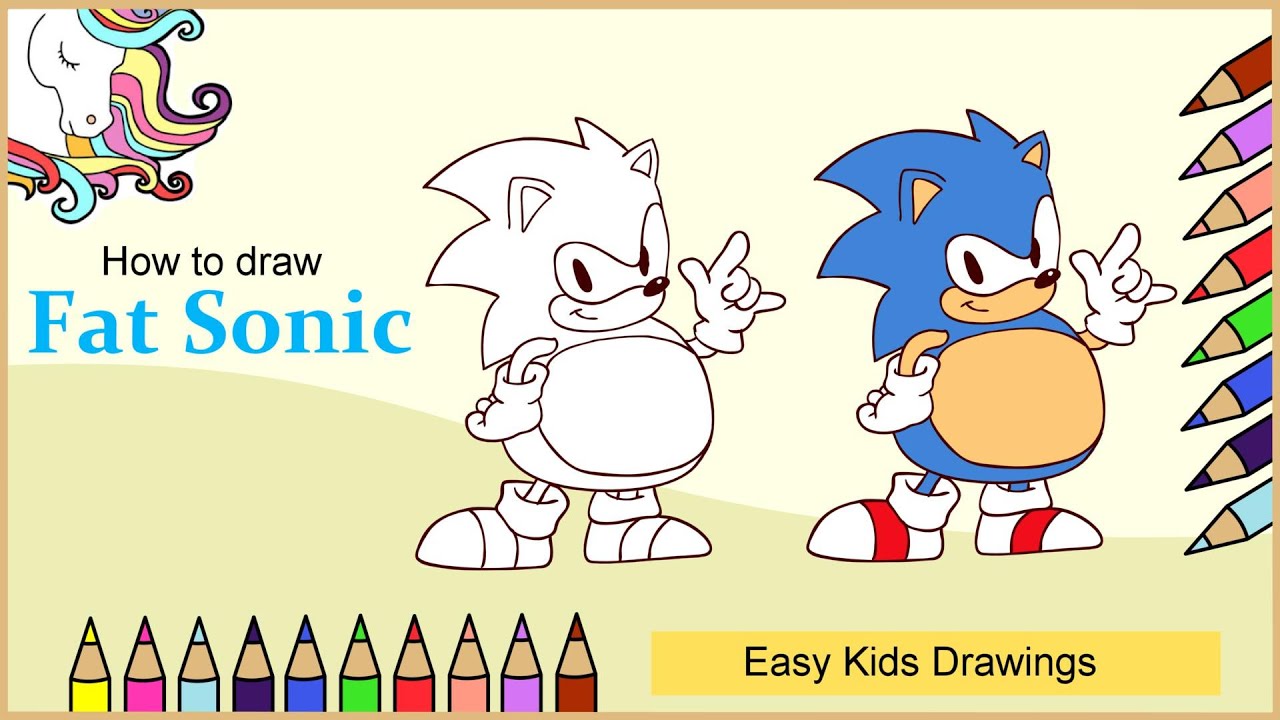 How To Draw Fat Sonic Easy Kids Drawings Youtube - fat sonic roblox
