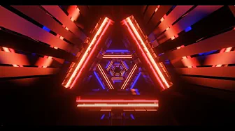 4K  Triangle Tunnel Red & Blue Color Neon Motion Background Screensaver Loop - (No Sound)