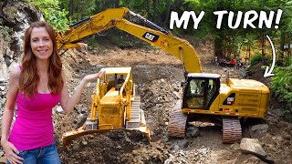 My Wife Operates MASSIVE 330 Excavator | Building Our Road