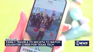 Family in town to watch daughter cheer for Texas Tech among first-time visitors to Wichita