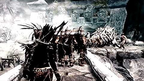 Skyrim Unrelenting Force Shout at Guard Gathering