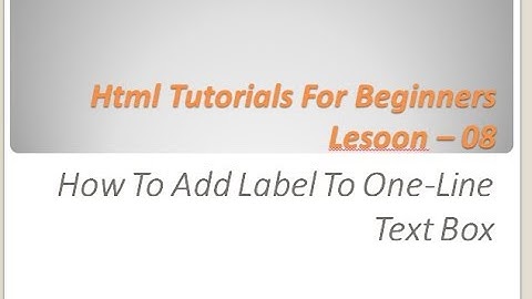 Html Tutorials For Beginners - 08 - How To add label to one line text box in html