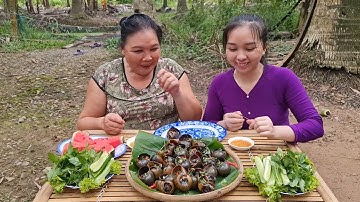 Ốc Bươu Nướng Mỡ Hành Đơn Giản Mà Ngon Quá Luôn Mẹ Ơi | Bếp Quê Mẹ Nấu T83