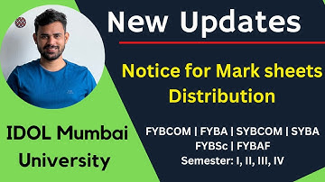 Notice for Mark sheets Distribution 2022 | IDOL Mumbai University