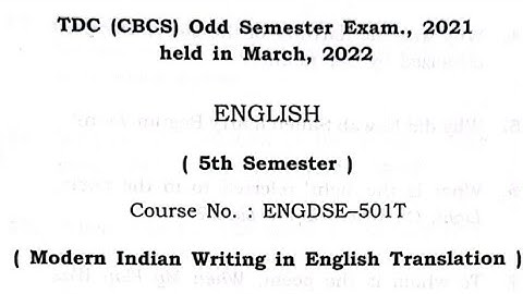 TDC 5th Sem (CBCS) | English DSE | Question Paper 2022 | Assam University