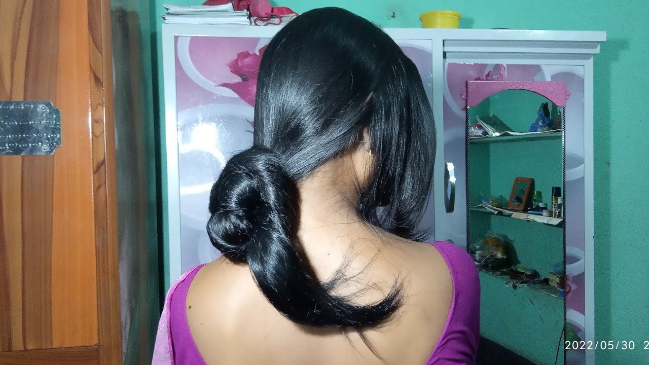 Party Hairstyle Bun Opening | Long Hair Play For Woman | - YouTube