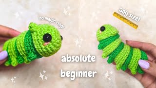 How To Crochet Caterpillar For Absolute Beginners! no magic ring crochet tutorial | amigurumi worm🐛