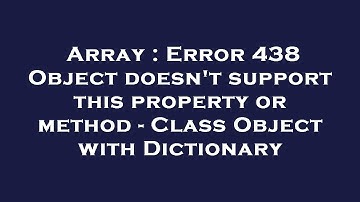 Array : Error 438 Object doesn