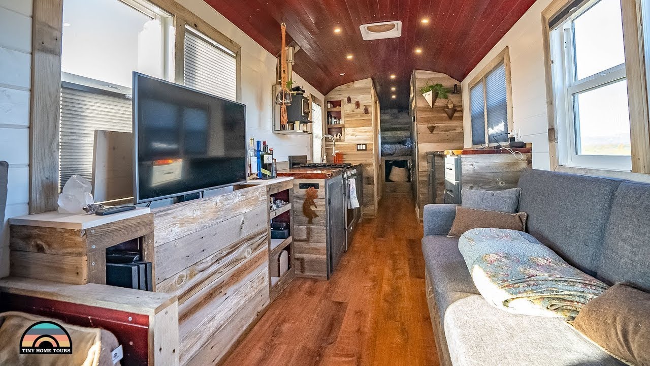 DIY Raised Roof School Bus w/ Rustic Interior & Stunning Kitchen