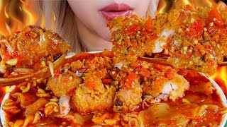 ASMR SEBLAK ENOKI AYAM GEPREK BENSU PEDAS 🥵💥 SPICY SEBLAK WITH CRUSHED FRIED CHICKEN🍗