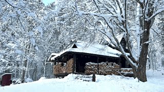 Winter day at the off grid cabin | Snowshoeing| Cast Iron Apple Crisp| Canada
