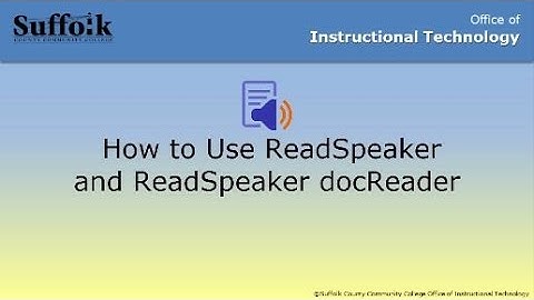 How to Use ReadSpeaker and ReadSpeaker docReader
