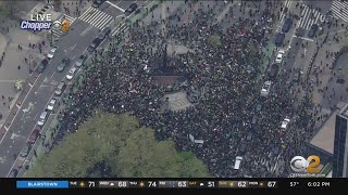 Abortion rights supporters gather in Foley Square in response to leaked opinion