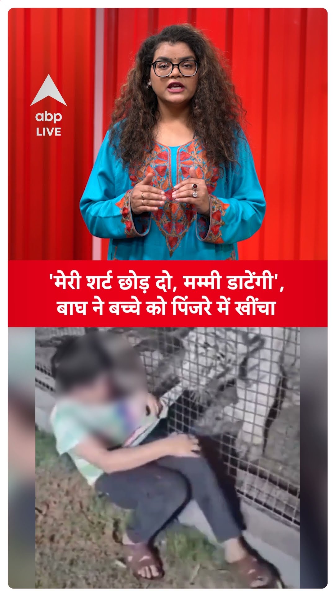 Viral Video: 'मेरी शर्ट छोड़ दो, मम्मी डाटेंगी', बाघ ने बच्चे को पिंजरे में खींचा | ABP LIVE| SHORTS