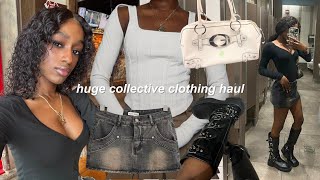 huge collective clothing haul ♡ thrift, diesel, zara, yesstyle, halara, &amp; merit! [trendy]