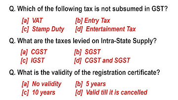 30 IMPORTANT GST MCQ || Goods and Services Tax MCQ || PART- 2