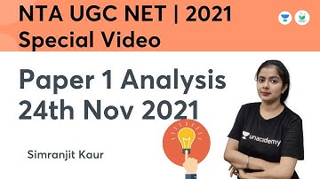 Paper 1 Analysis 24 Nov 2021 | NTA UGC NET JRF 2021 | Simranjit Kaur