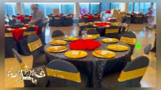 FAOS EVENTS DECORACION DE GRADUACION ROJO , NEGRO Y DORADO