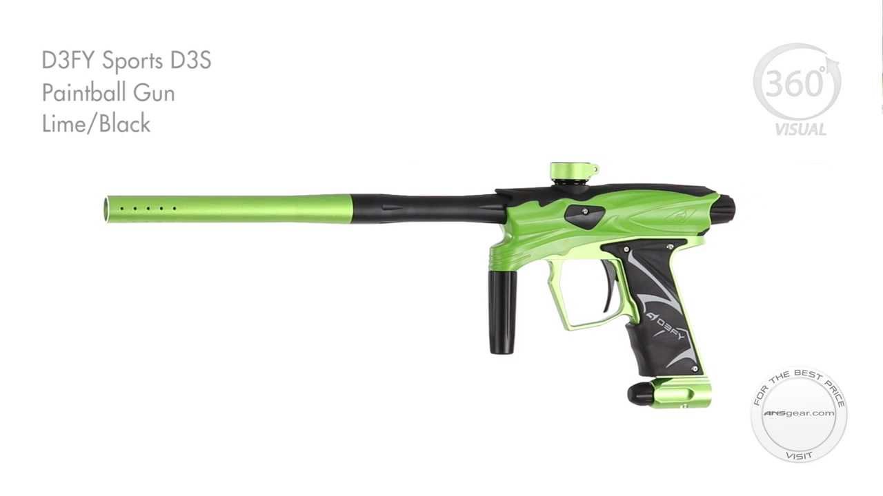 D3FY Sports D3S Paintball Gun Lime/Black Visual 360 YouTube