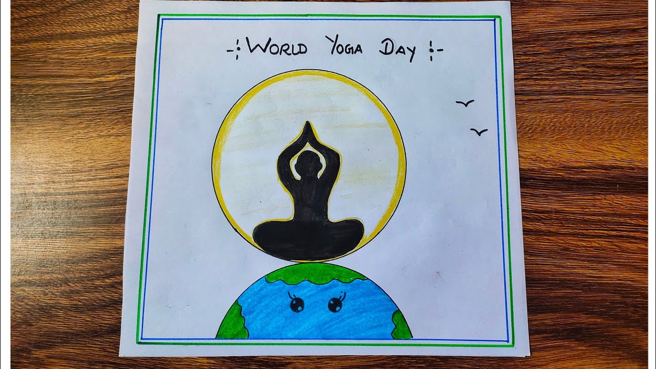 International yoga day drawing/world yoga day poster drawing/yoga day