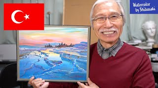 【風景の描き方】アクリル絵の具で描くトルコ・パムッカレの風景/ 心地いいアート/ 癒し