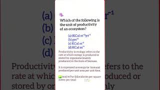 Which of the Following is the unit of productivity of an ecosystem #neet2025 #biology #neet