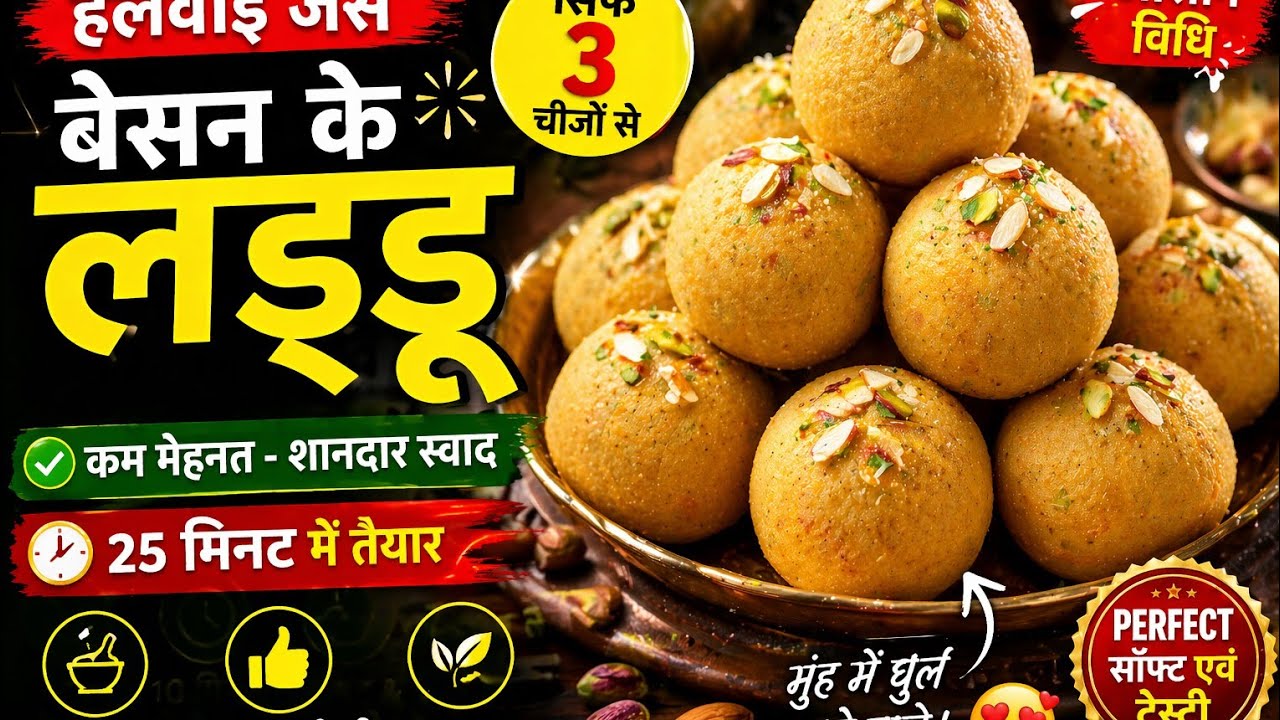 मुंह में जाते ही घुल जाने वाला लड्डू|| बेसन के लड्डू||#recipe#