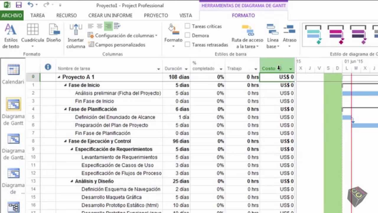 Mostrar y Ocultar Columnas - Curso MS Project 2013 | Council Chile ...