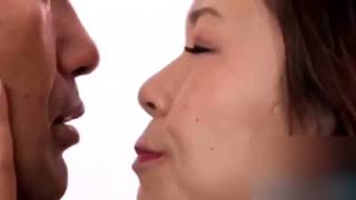 Japanese couple hot tongue kissing