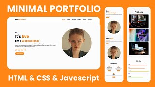 Responsive Minimal Personal Portfolio Website with HTML & CSS & Javascript | Step by Step Tutorial