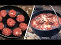 Delicious Meatballs in Tomato & Onion Sauce | Dutch Oven Cooking