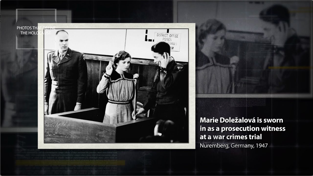 Marie Doležalová is sworn in as a prosecution witness at a war crimes ...