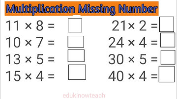 multiplication missing numbers worksheet| multiplication |#kidsvideo   |@edukinowteach