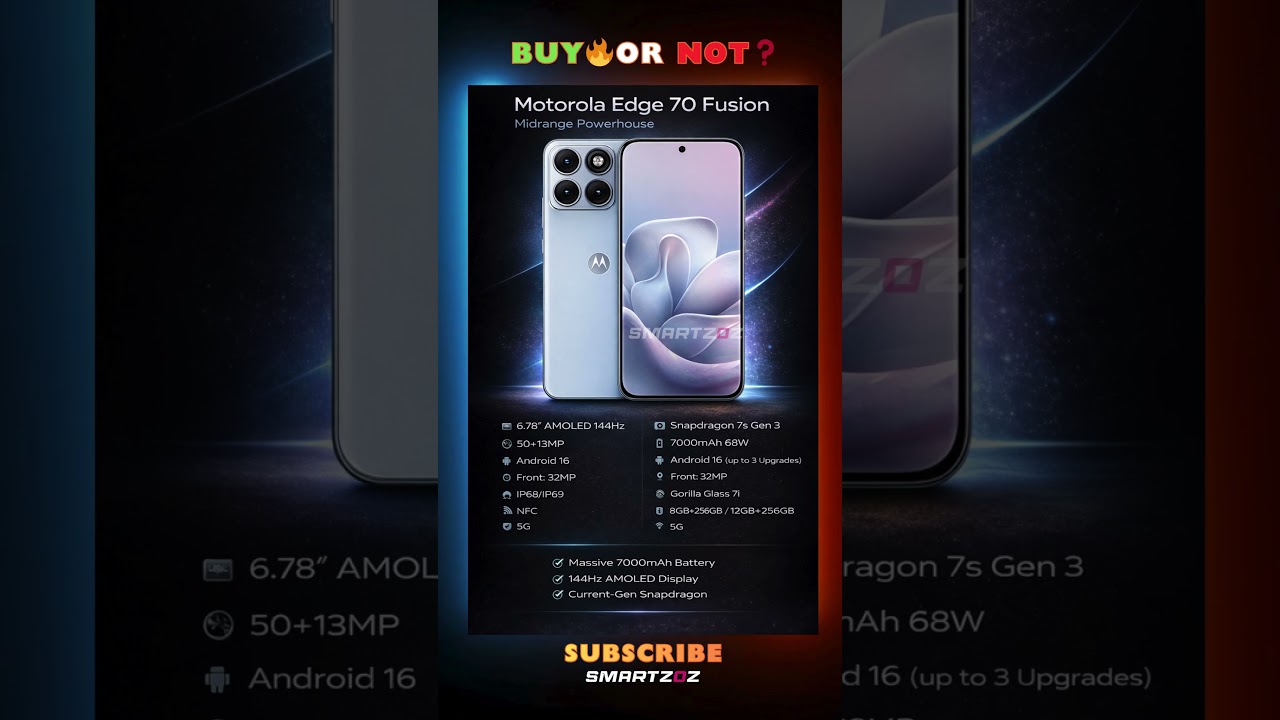 Motorola Edge 70 Fusion ⚡ 7000mAh Beast 🔥 144Hz AMOLED + Snapdragon Power!