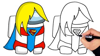 How to Draw Among Us Super Girl Character | كيفية رسم امونج اس شخصية فتاة خارقة | رسم لعبة امونج اس