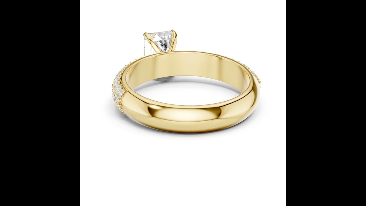 Three Row Micro Pave Emerald Cut Lab Diamond Ring