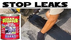 Leak Stopper® Rubberized Roof Patch on metal roof 