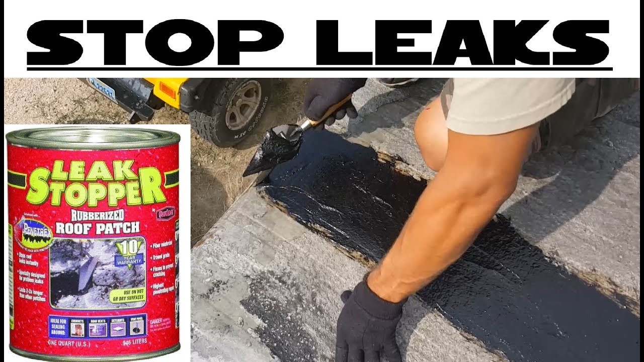 Leak Stopper® Rubberized Roof Patch on metal roof 