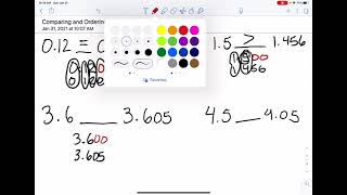 Comparing And Ordering Decimals