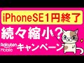 楽天モバイルiPhoneSE１円キャンペーン3/31終了！楽天モバイル契約は３月中の方がお得かもしれません。