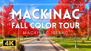 FALL COLOR TOUR ON MACKINAC ISLAND! 🍁 | Peaceful Music for Relaxing and Focus - No talking, Fall 4K