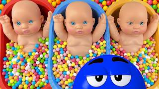 4 Minutes Satisfying with Full of 3 Rainbow BathTubs Candy with M&M's & Magic Slime Cutting Video
