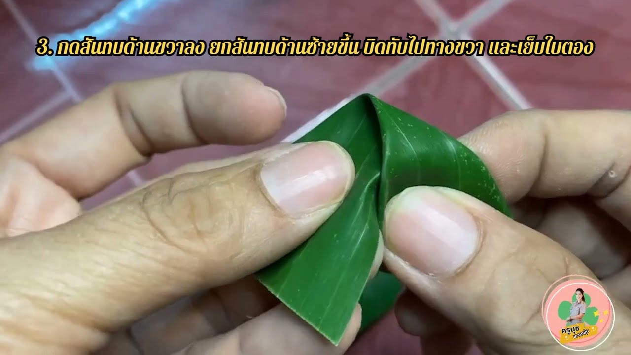 ขั้นตอนการพับใบตองกลีบกระพุ้ง