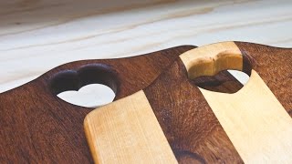 I made these cutting boards around Christmas time. Just recently got around to put together a short build video. The heart shaped 