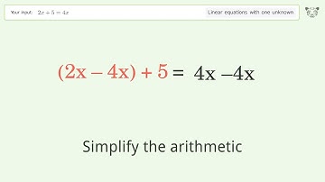 Solve 2x+5=4x: Linear Equation Video Solution | Tiger Algebra