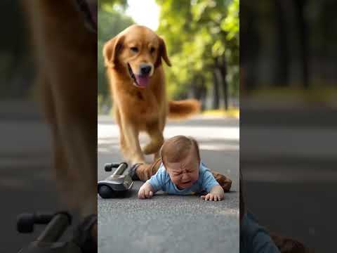 Золотистый ретривер спас ребенка после падения с самоката!🐾 #dog #shorts